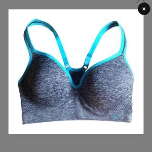 DANSKIN NOW TEAL AND GRAY SPORTS BRA